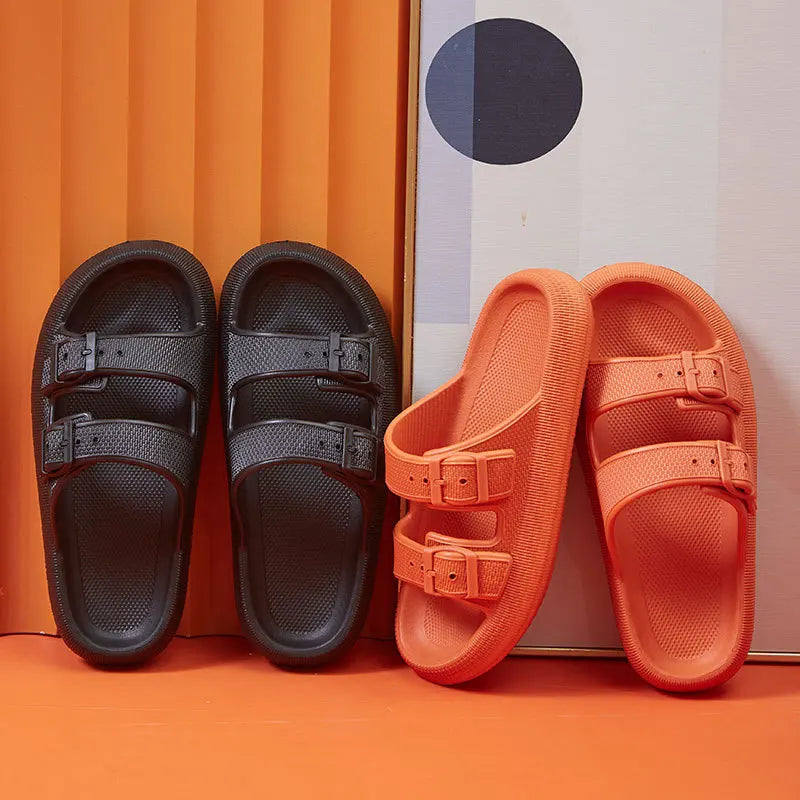 Fashion Buckle Thick Platform Slippers Women Home Soft Sole eva Cloud Slides Sandals Woman 2025 Summer Non Slip Beach Flip Flops